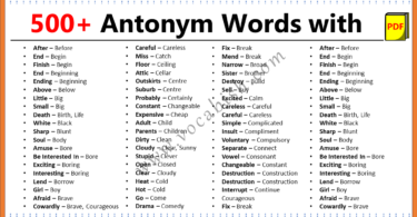 500+ Opposite Words in English with PDF