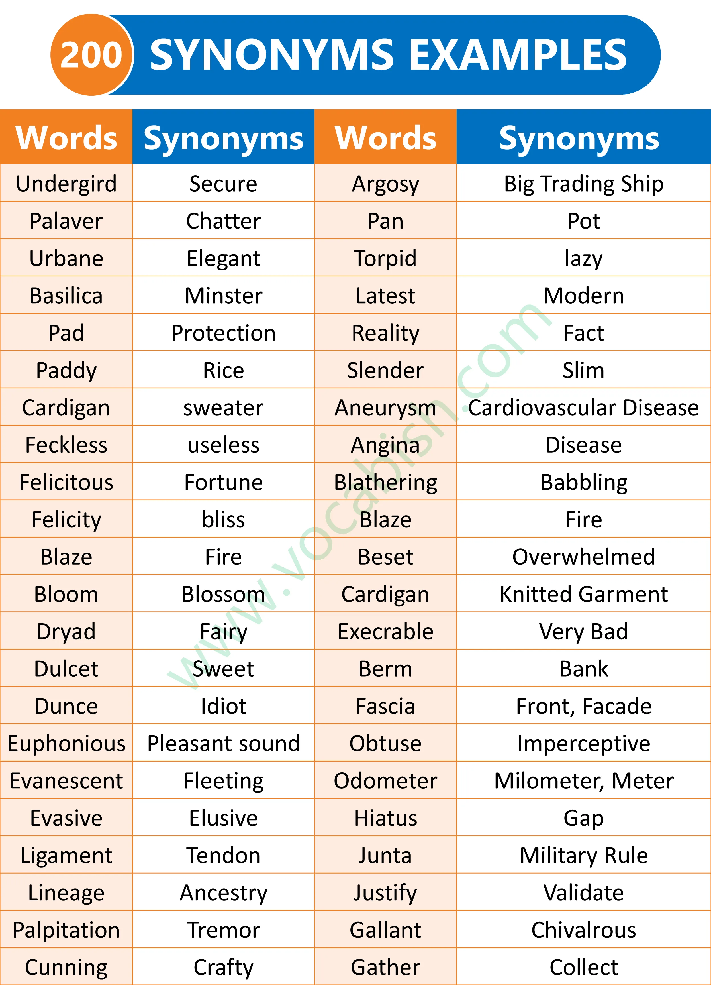 200 Synonym Words in English with PDF