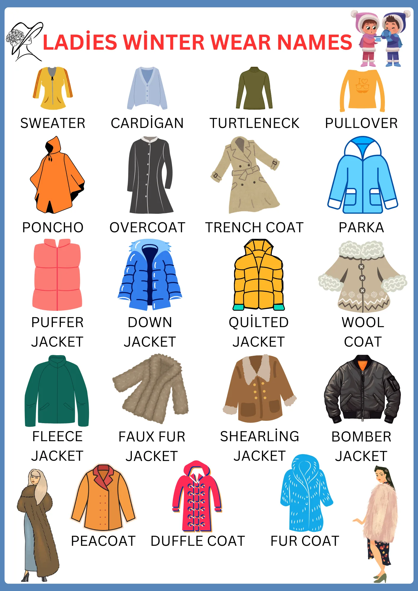 69 Ladies Winter Wear Names with Pictures