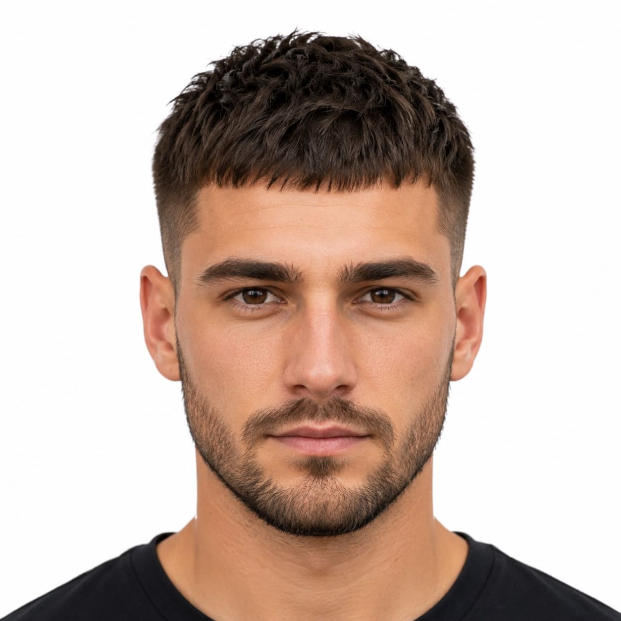French crop with trimmed short beard