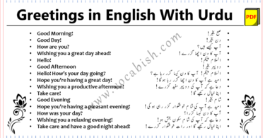 Greetings in English with Urdu Hindi Translation