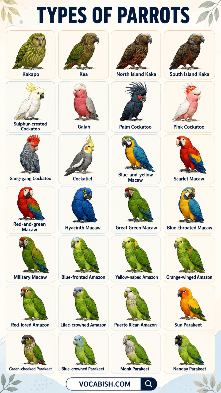 56 Types Of Parrots With Names Groups And Pictures Vocabish 56 Types Of Parrots With Names Groups And Pictures Vocabish