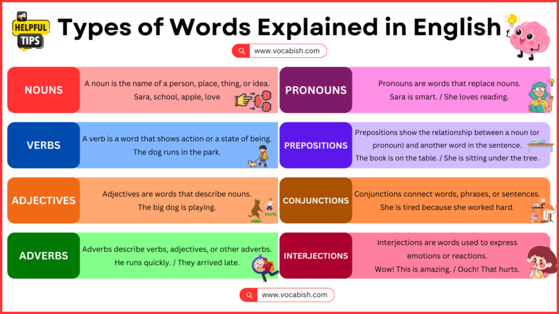 Types of Words Explained in English with Examples