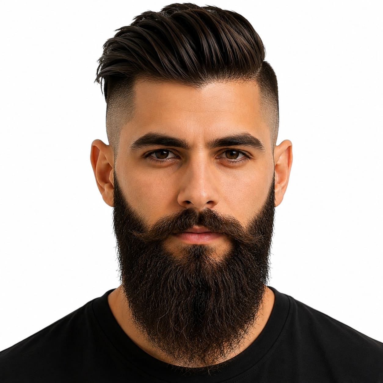 Undercut hairstyle with long beard
