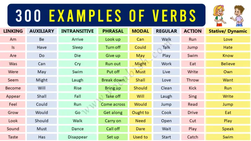 Examples of All Types of Verbs in English