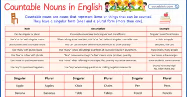 Countable Nouns in English with Examples