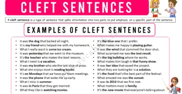 Cleft Sentences in English with Examples and Rules