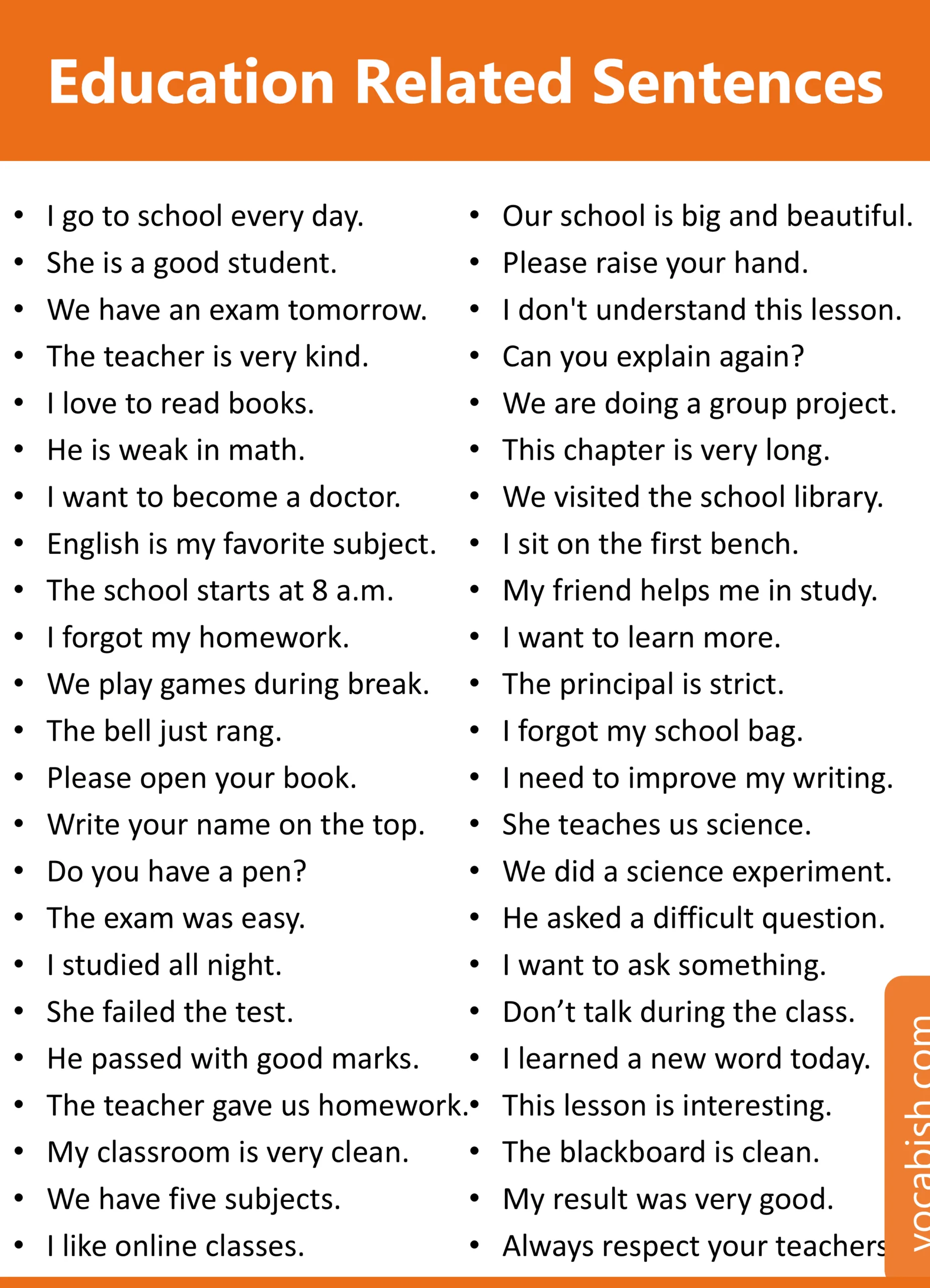 50 Sentences Related to Education in English