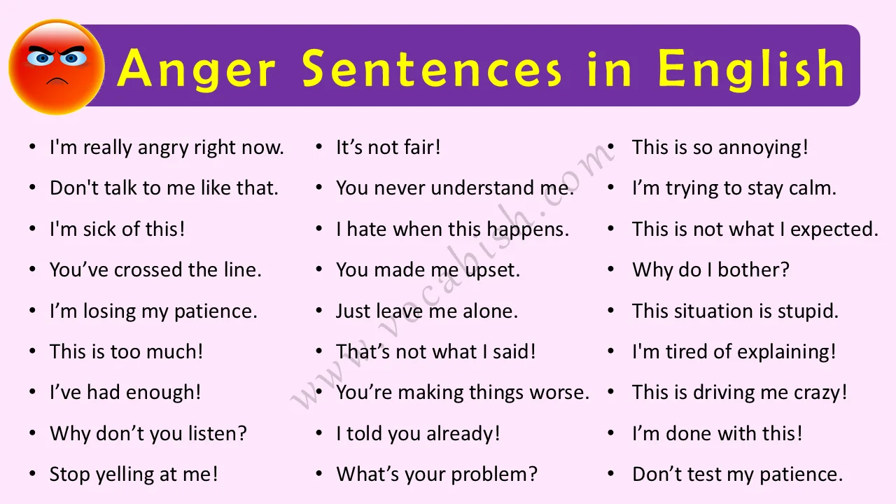 50 Anger Sentences in English
