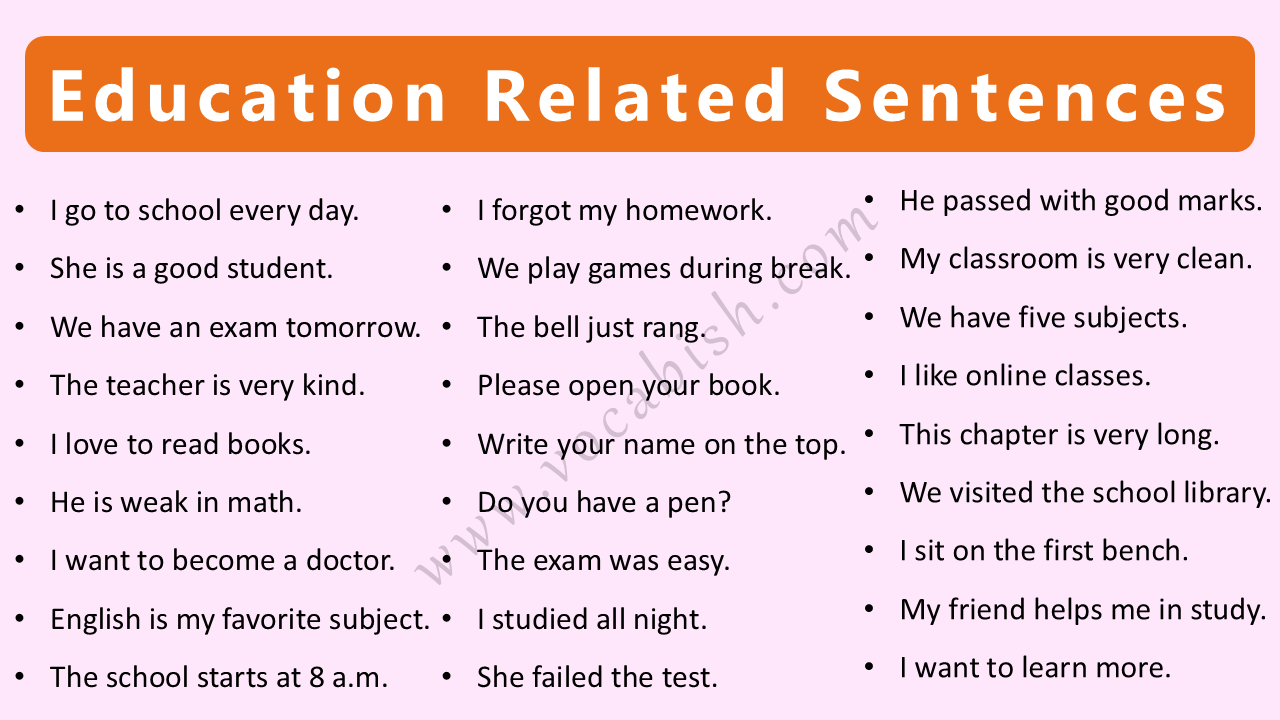 50 Sentences Related to Education in English