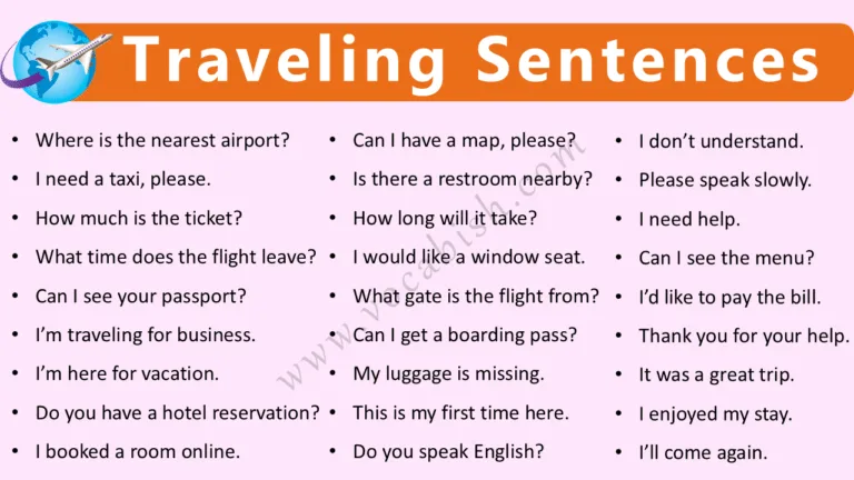 50 Traveling Sentences in English