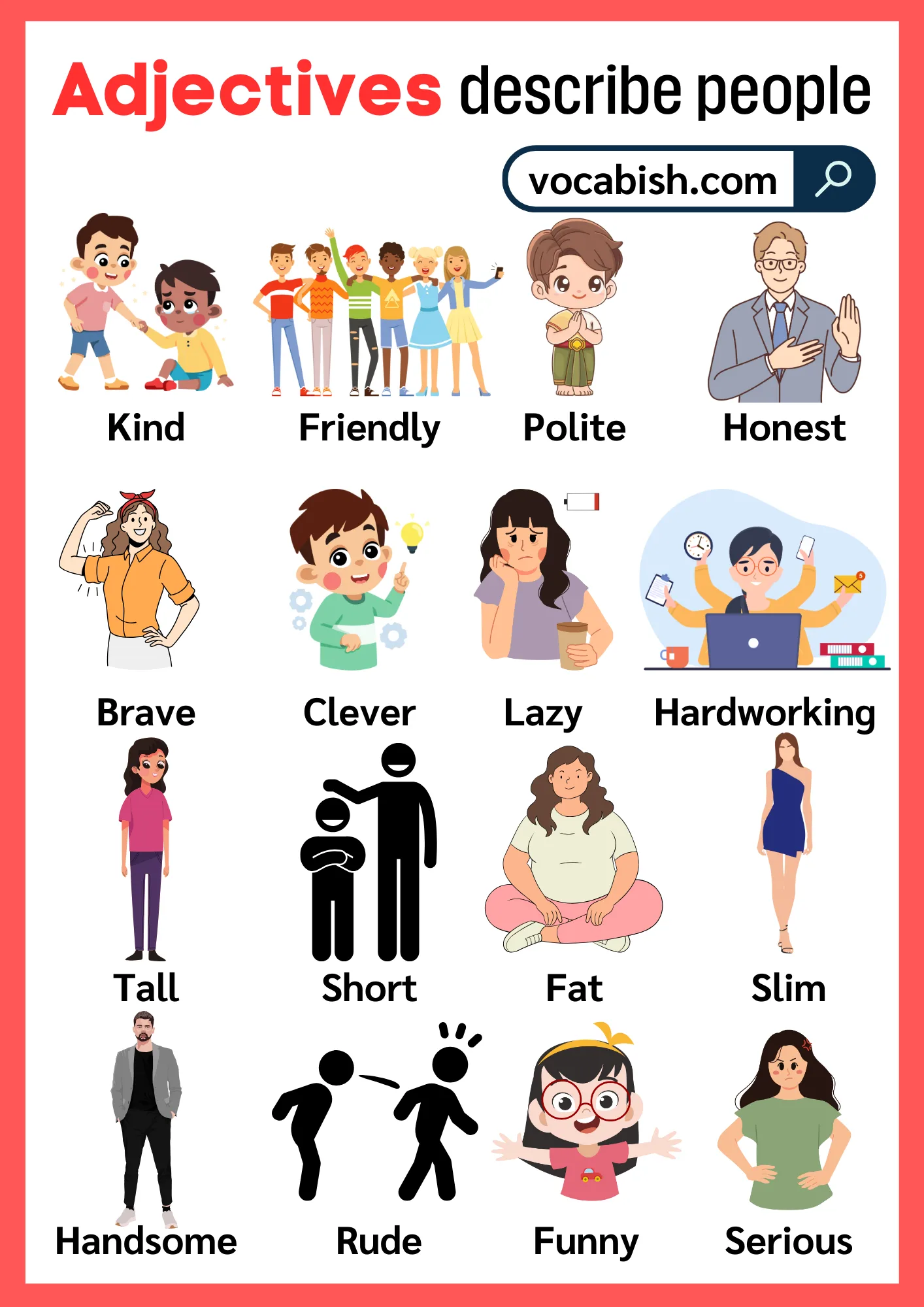 50 Basic Adjectives to Describe People in English