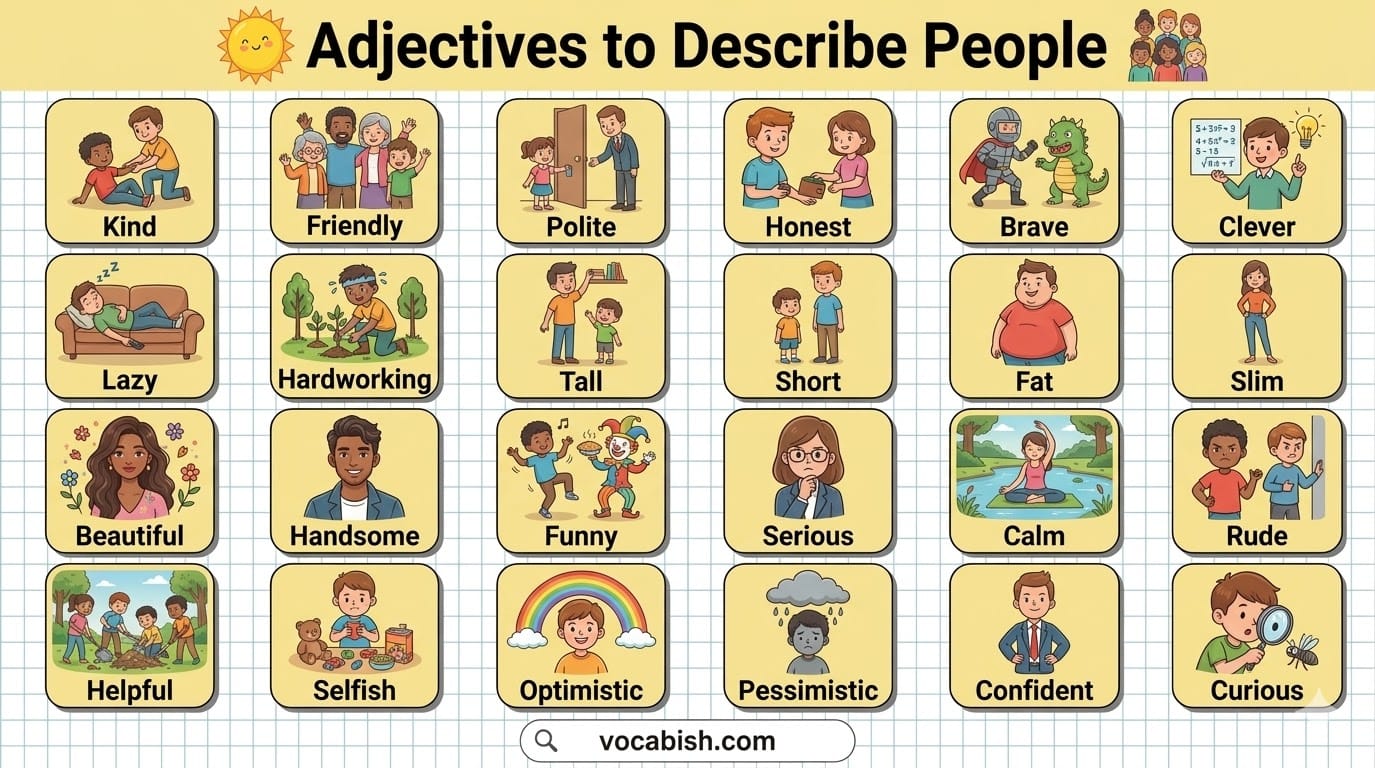 50 Basic Adjectives to Describe People in English