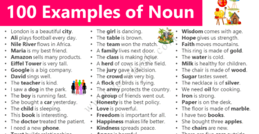 100 Examples of Noun in English with Sentences
