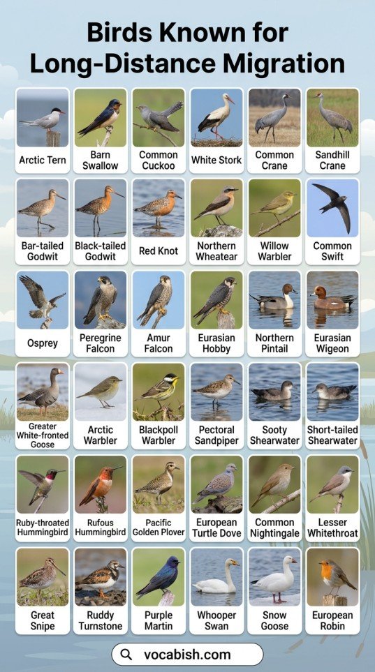 Types of Birds: Names in English with Pictures and PDF