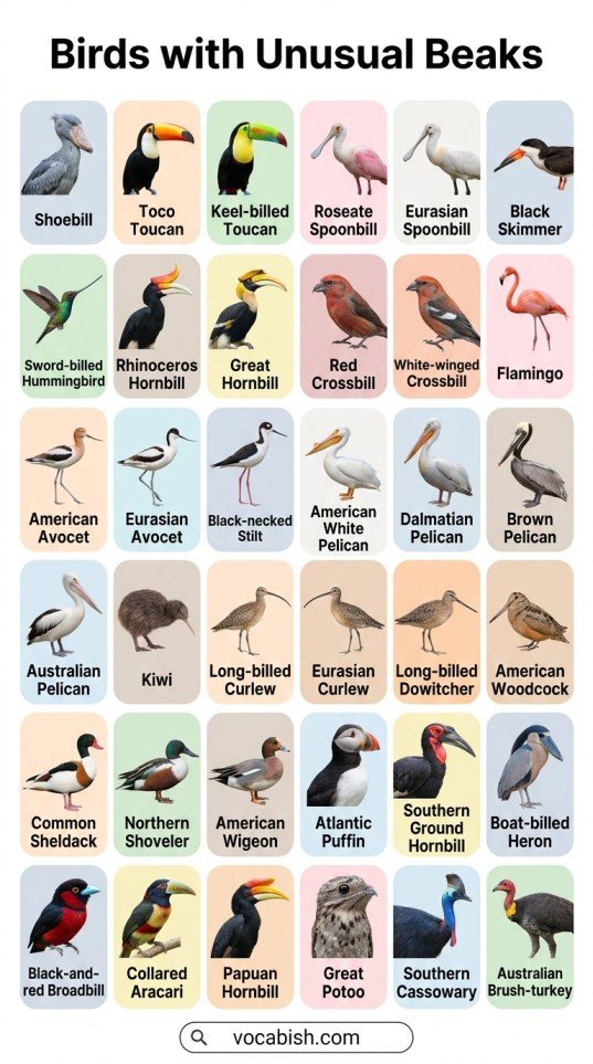 Types of Birds: Names in English with Pictures and PDF