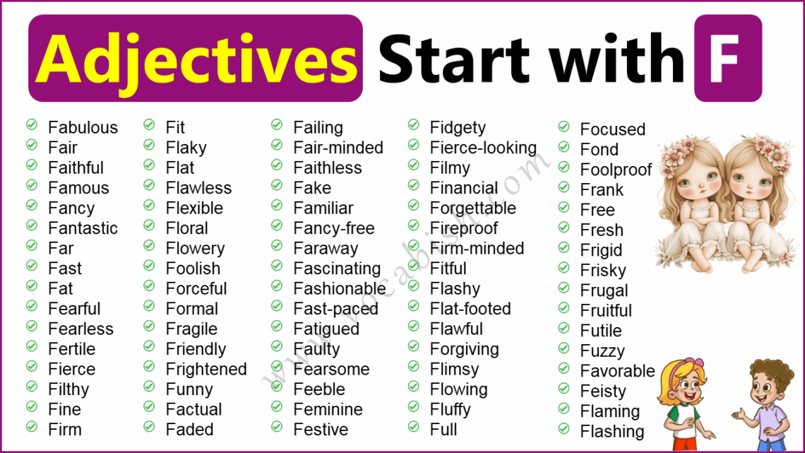 100 Adjectives that Start with F in English With Meanings