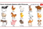 Farm Animals Names in English with Pictures