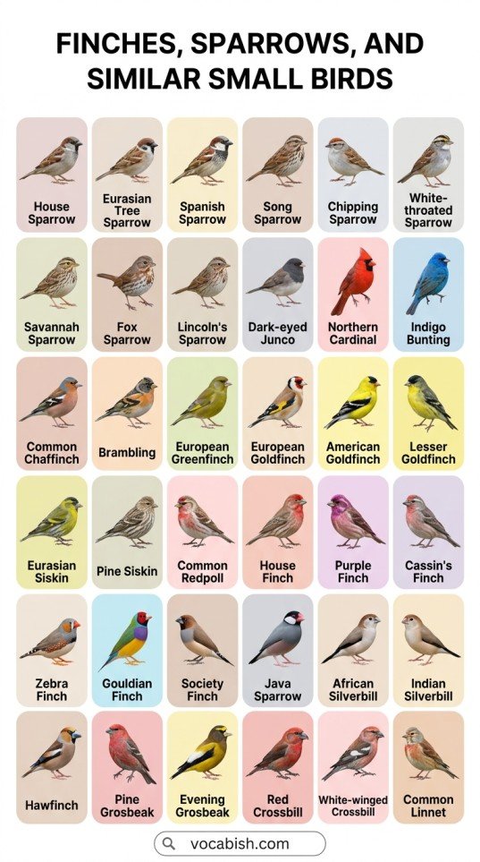 Types of Birds: Names in English with Pictures and PDF