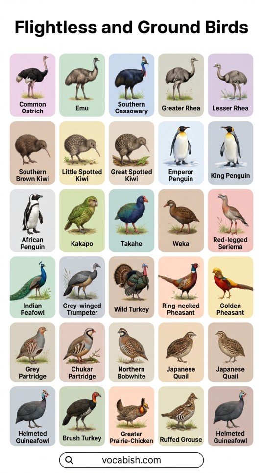 Types of Birds: Names in English with Pictures and PDF