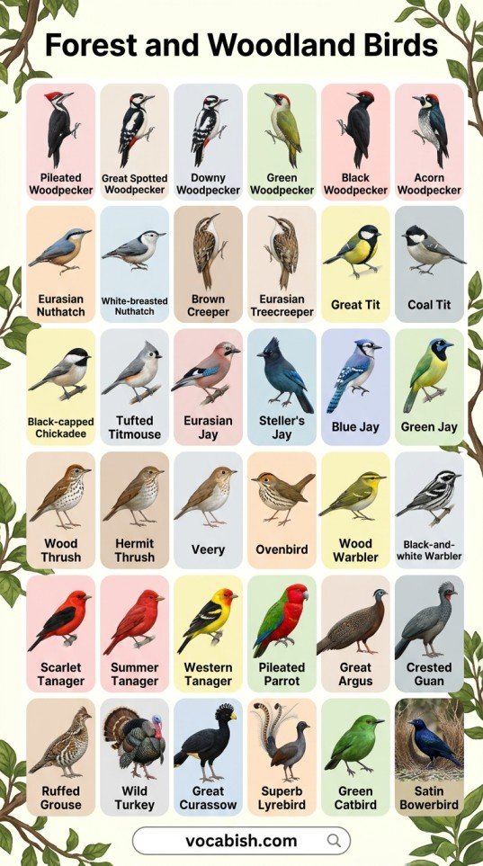 Types of Birds: Names in English with Pictures and PDF