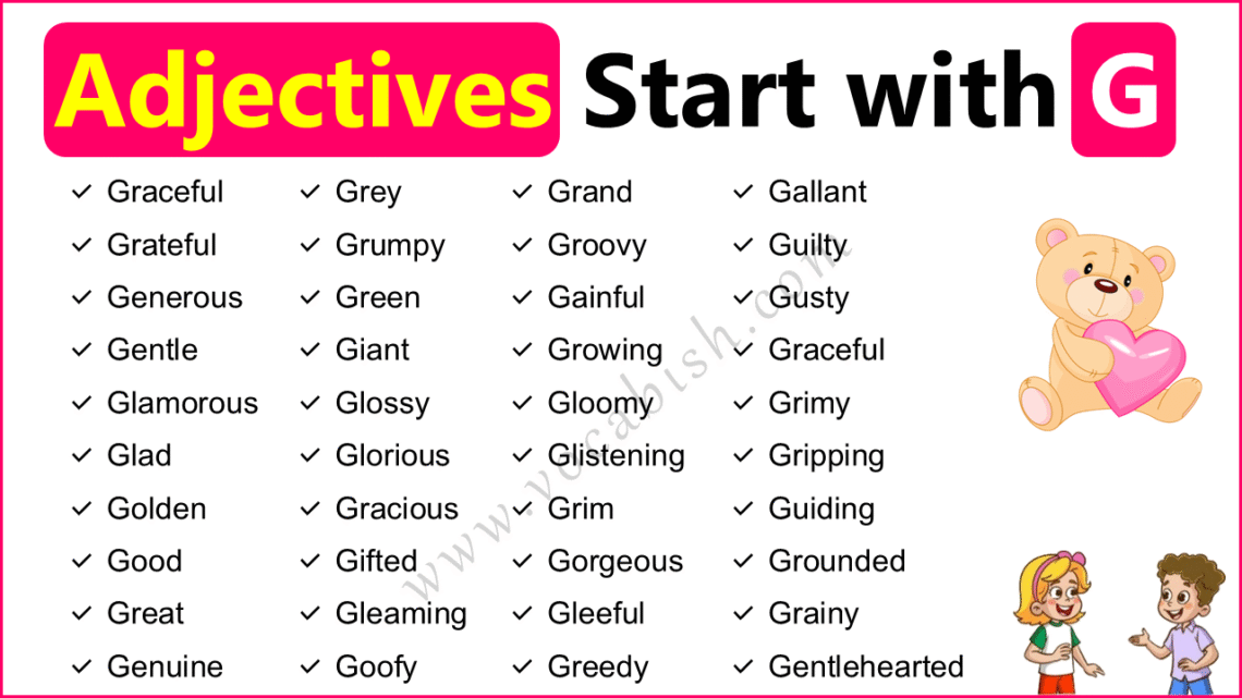 Adjectives that start with G in English with Meanings