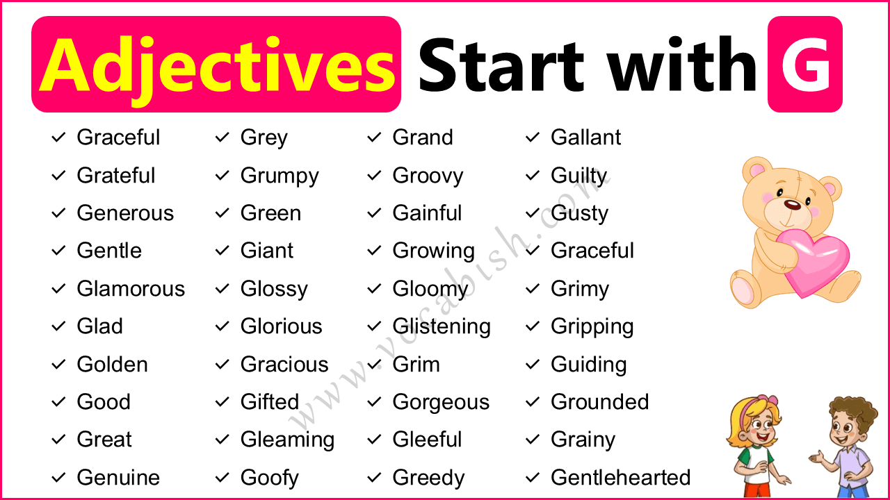 Adjectives that start with G in English with Meanings