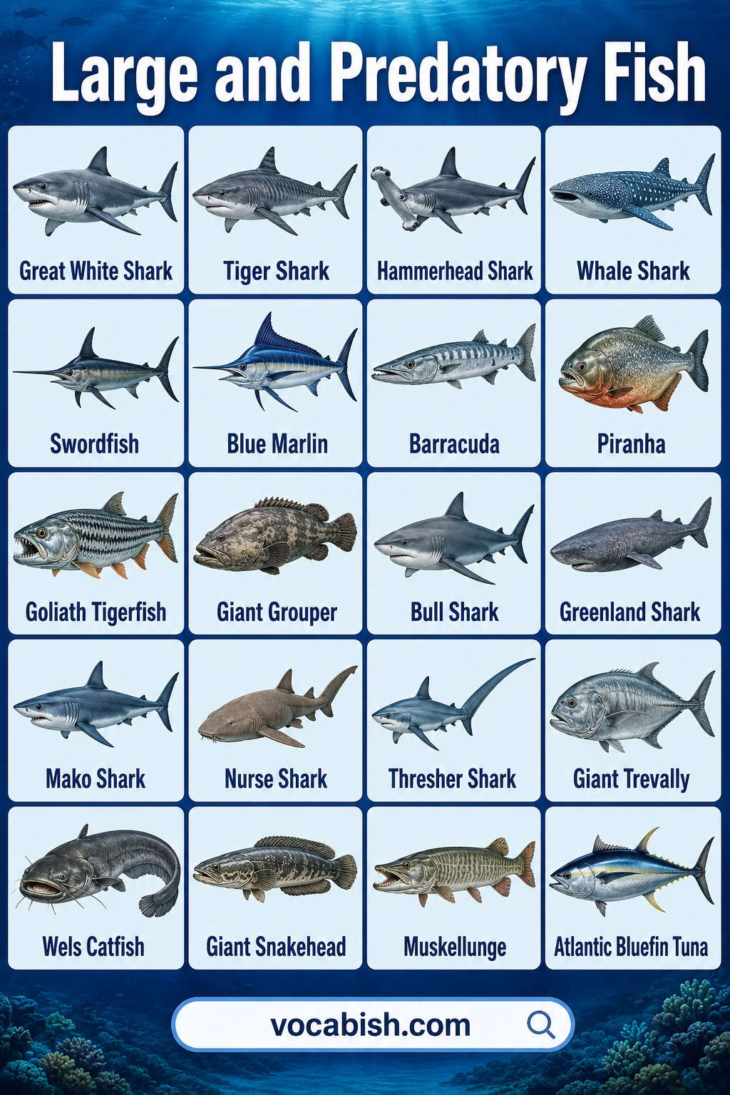 Large predatory fish names with pictures