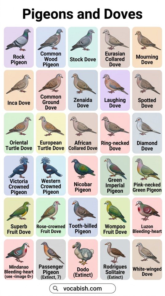 Types of Birds: Names in English with Pictures and PDF