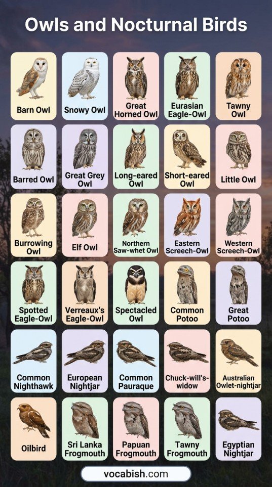 Types of Birds: Names in English with Pictures and PDF