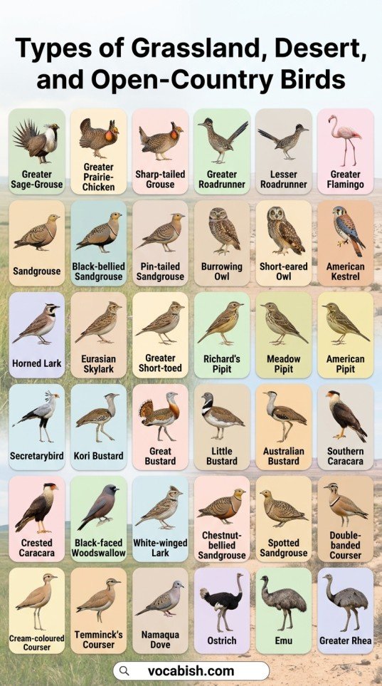 Types of Birds: Names in English with Pictures and PDF
