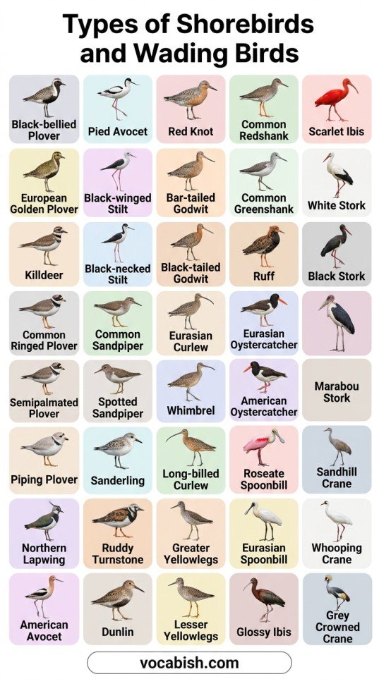 Types of Birds: Names in English with Pictures and PDF