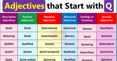 200 Adjectives with Q
