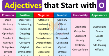 300 Adjectives that Start with O