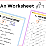 Articles worksheet for English learners covering "a" and "an" usage rules with answer key for ESL students.