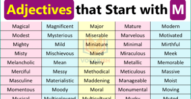 Adjectives Begins with M