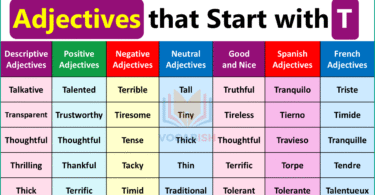 Adjectives Starting with T