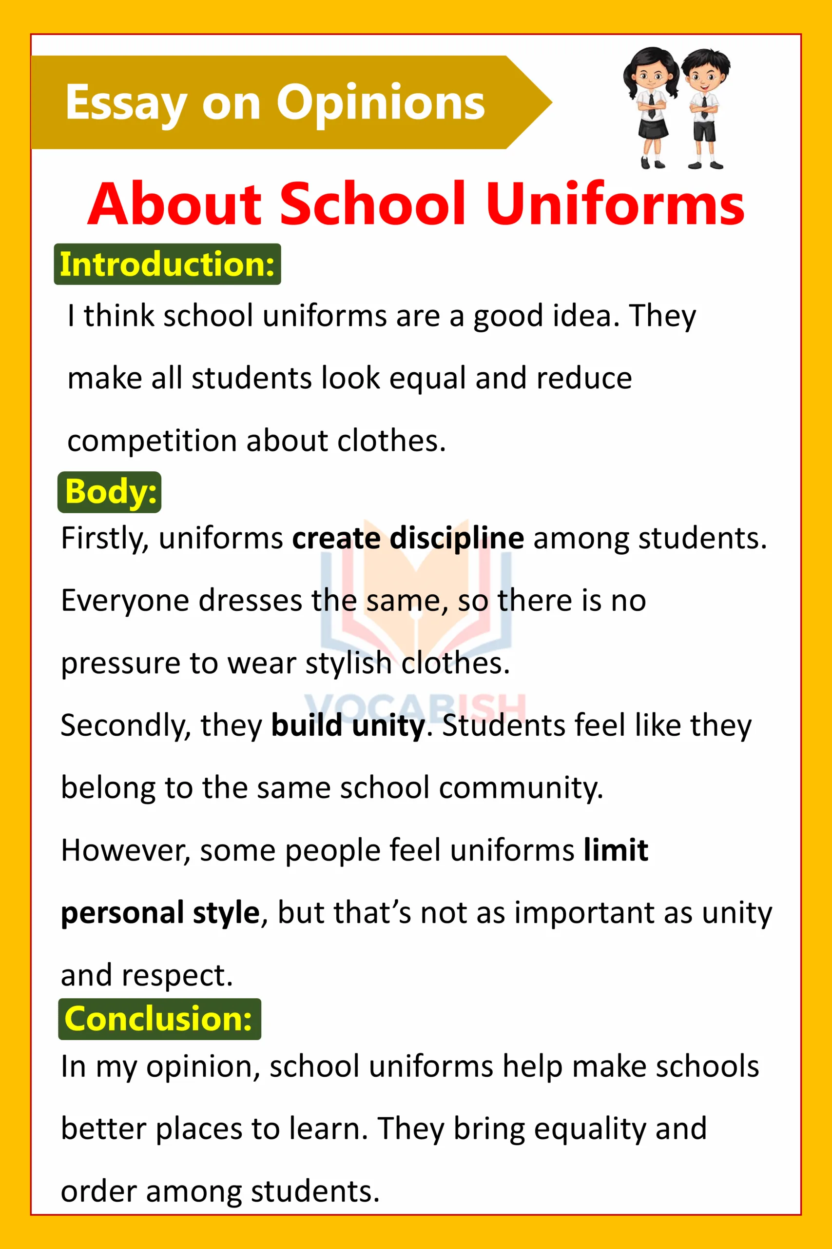 Essay on My Opinion about School Uniforms