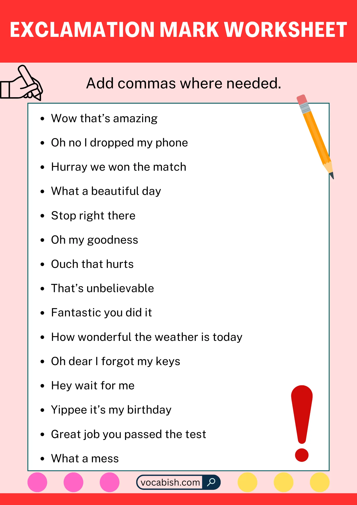 Exclamation Mark Worksheet