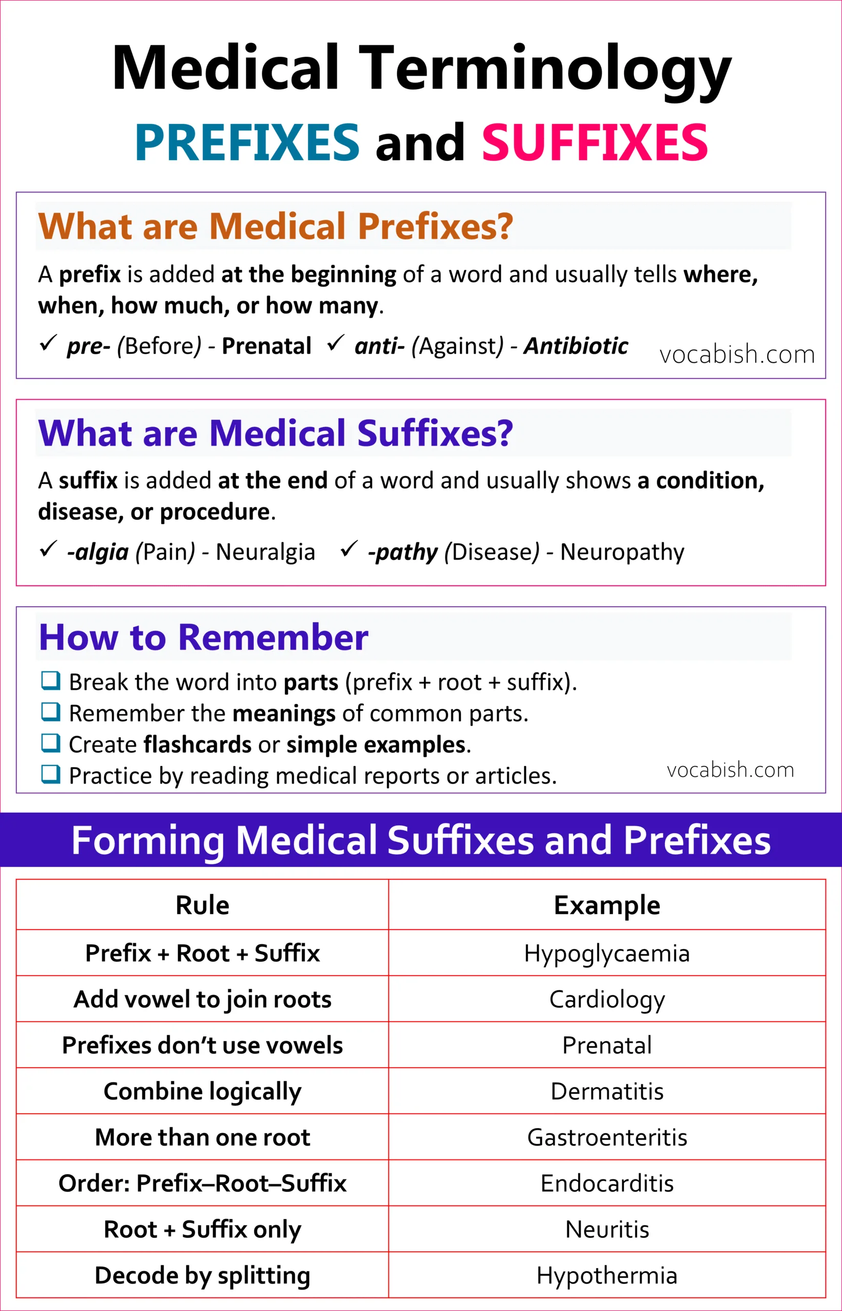 Medical Terminology Prefixes and Suffixes