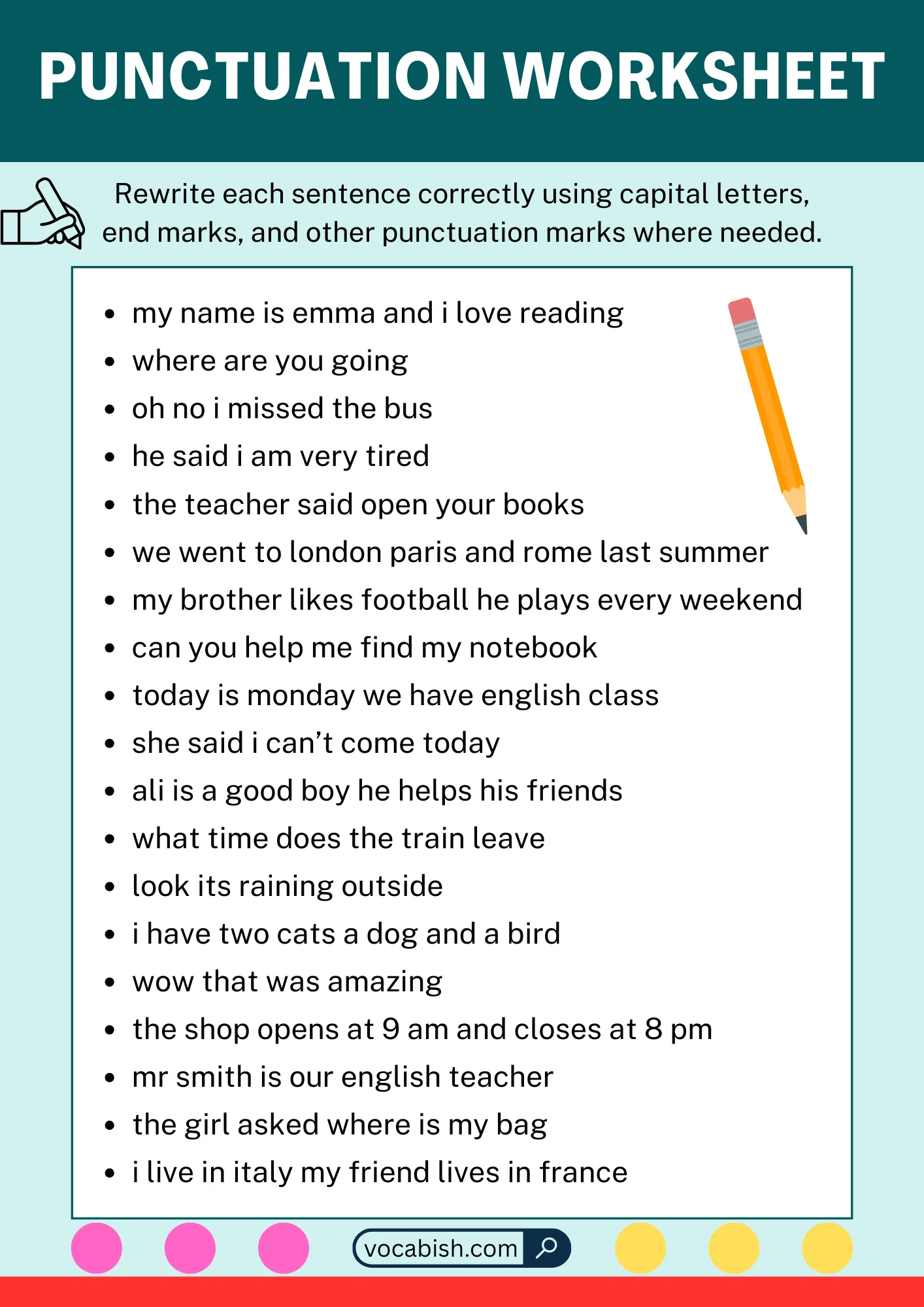 Punctuation Worksheet