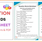 Question Words Worksheet with Answers