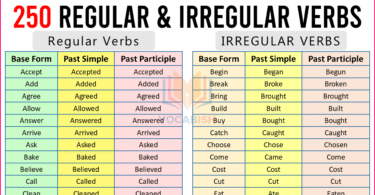 Regular and Irregular Verbs with 250 Examples
