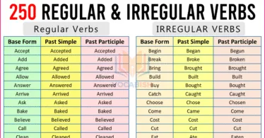 Regular and Irregular Verbs with 250 Examples