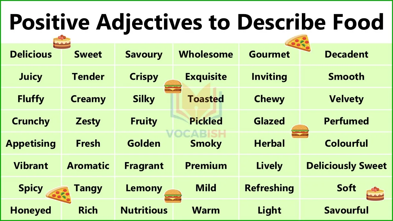 100 Positive Adjectives to Describe Food