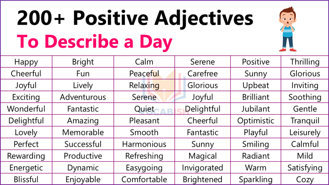 200+ Positive Adjectives to Describe a Day