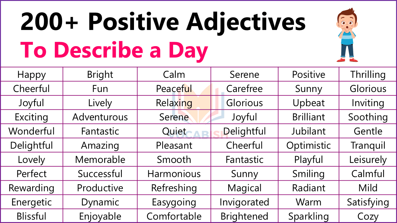 200+ Positive Adjectives to Describe a Day