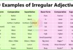 Examples of Irregular Adjectives