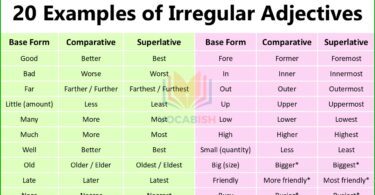 Examples of Irregular Adjectives