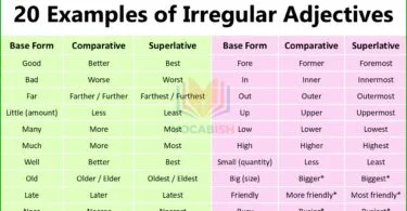 Examples of Irregular Adjectives
